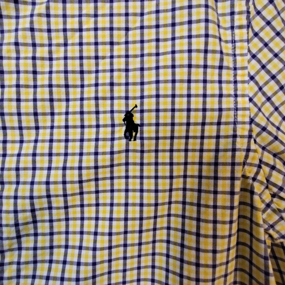 Ralph Lauren Mens Dress Shirt Yellow XL Check Long Sleeve Button Down Collared
